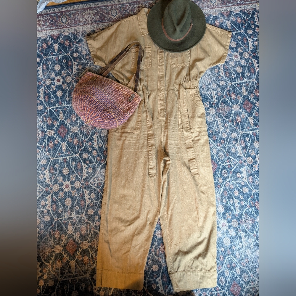 Universal Thread Khaki Short-Sleeve Utility Jumpsuit